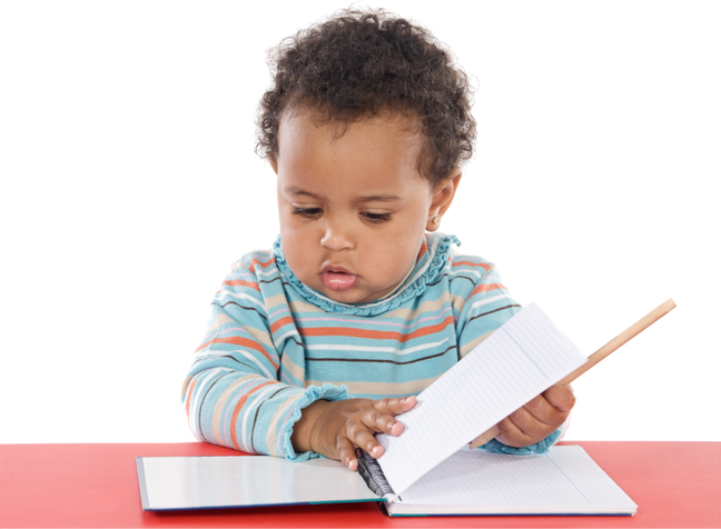 Toddler Writing on a Notebook    